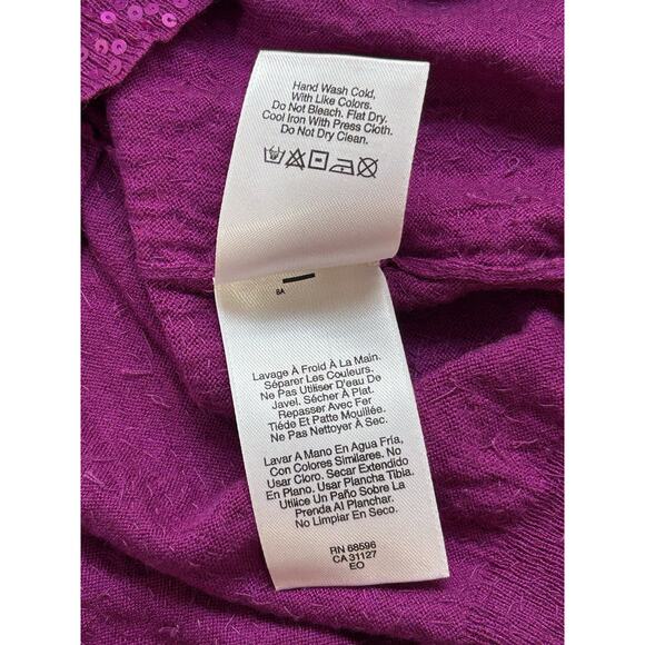 dkny cardigan cashmere And Silk Fully Sequined Size Large Purple Color - Picture 11 of 11